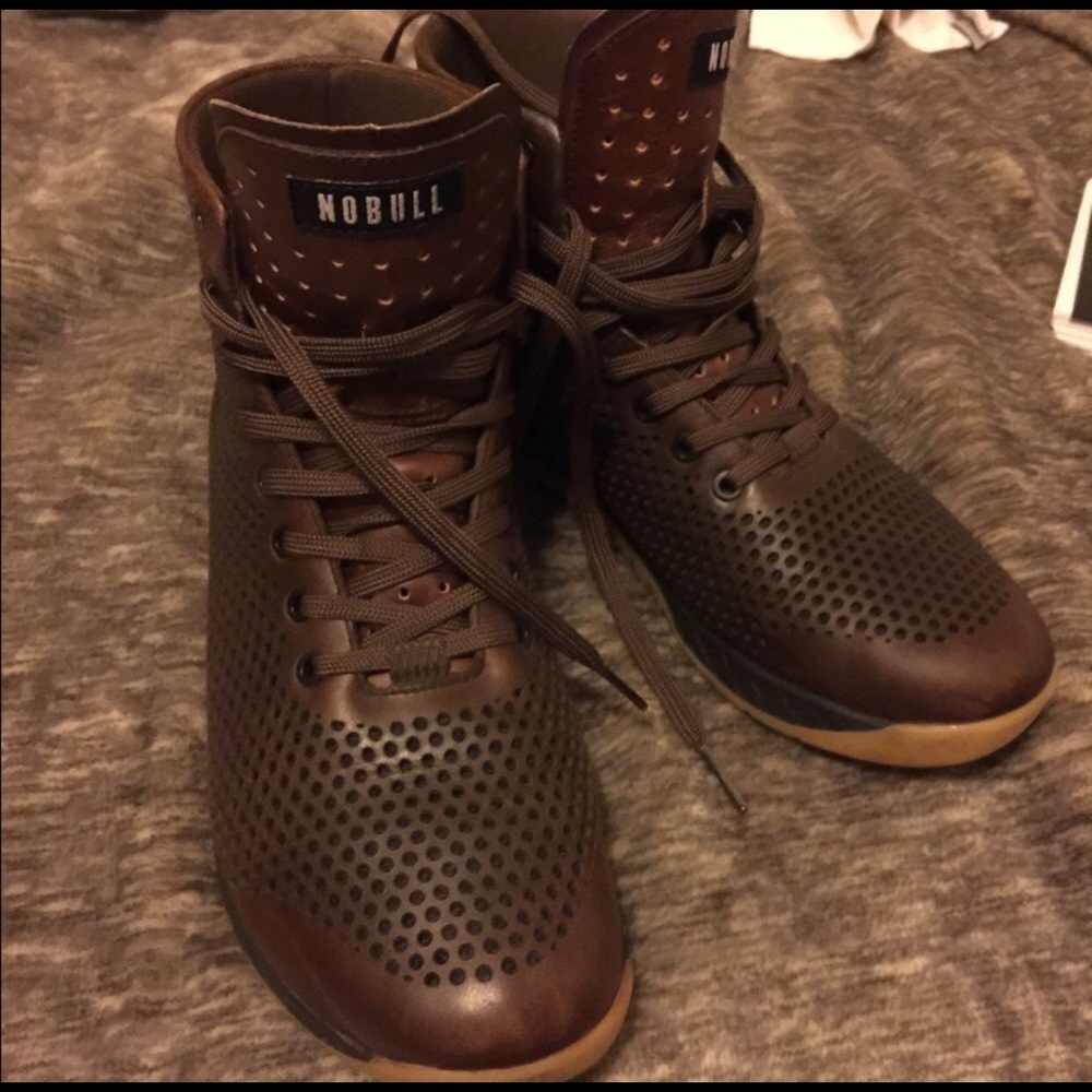 No bull hightop coffee leather trainers